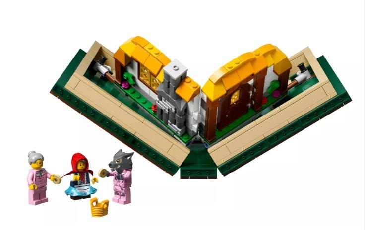 Livre LEGO Ideas ouvert sur une scène et ses figurines