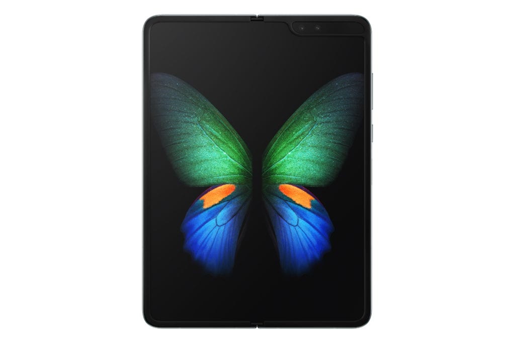 Samsung Galaxy Fold déplié, fond d'écran papillon
