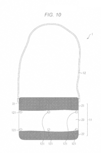 Schéma de brevet d'un sac équipé d'un écran flexible en bandeau