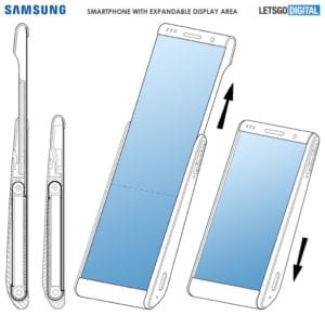 Schéma du brevet Samsung d’un smartphone à écran étirable