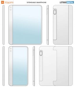 Schéma du brevet Xiaomi d’un smartphone à écran extensible