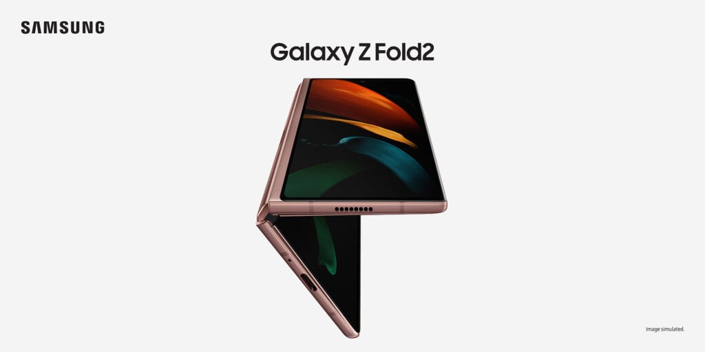 Visuel officiel du Samsung Galaxy Z Fold 2 en coloris Mystic Bronze