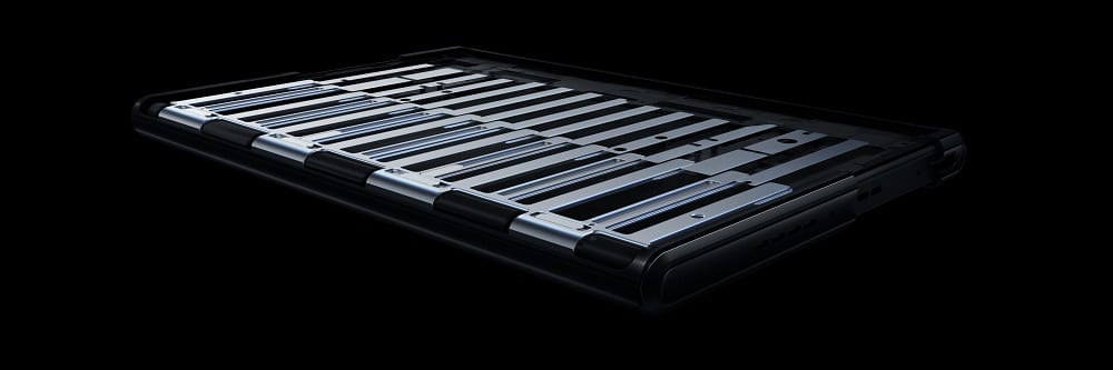 Structure interne de l’Oppo X 2021 et ses rails de déroulement