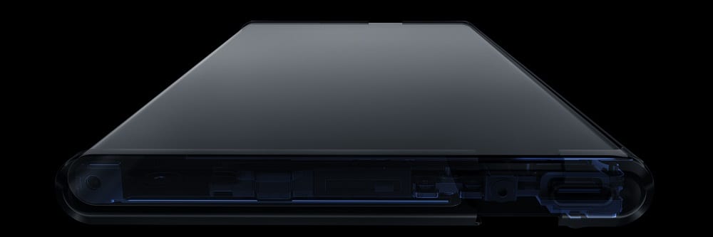 Oppo X 2021 vu de biais, écran déroulé
