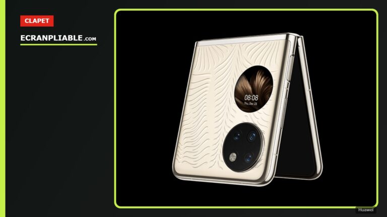 Huawei P50 Pocket doré, à demi ouvert