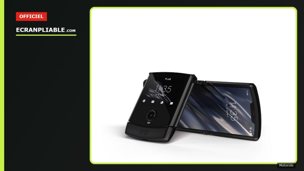 Motorola Razr pliable à clapet, ouvert et vu de profil