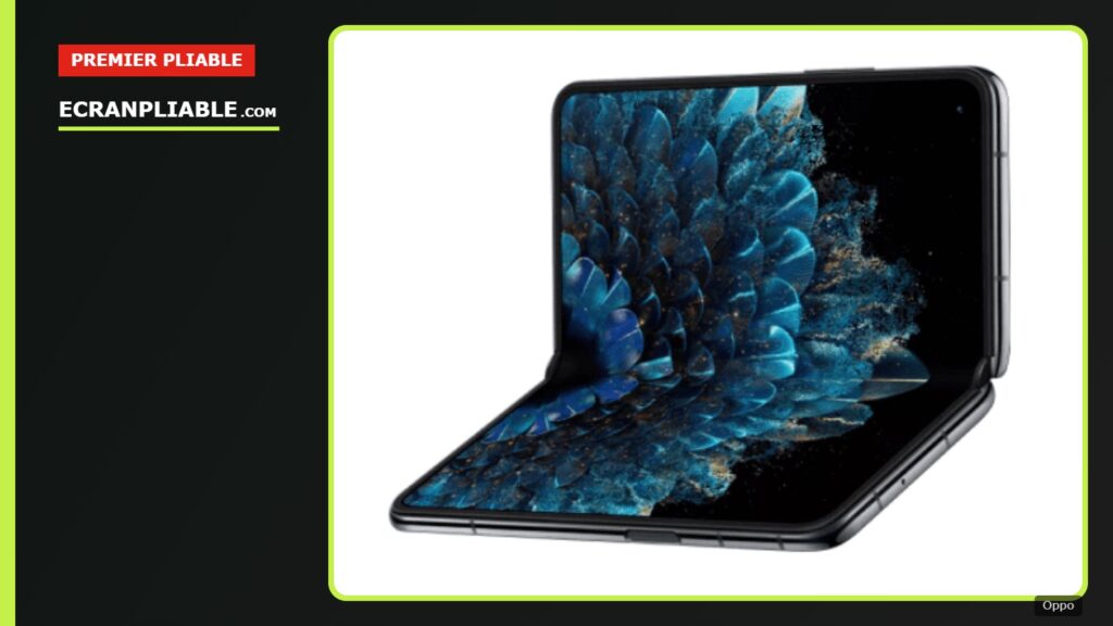 Oppo Find N déplié, posé à plat et légèrement ouvert